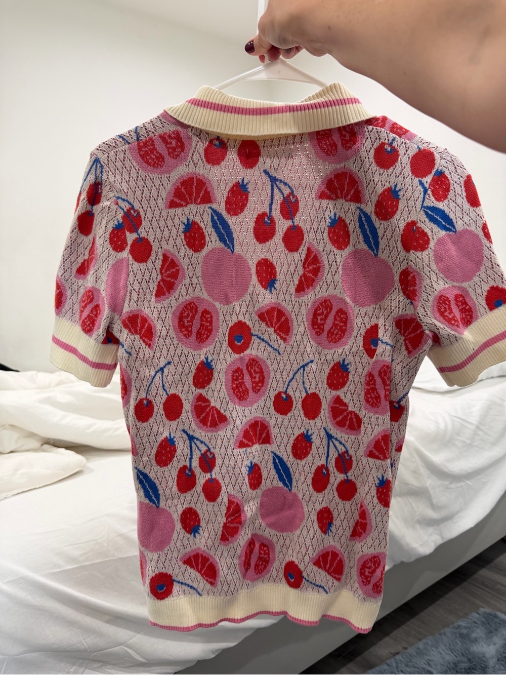 Cynthia Rowley Pink Cherry & Fruit Knit Polo - Picture 2 of 4